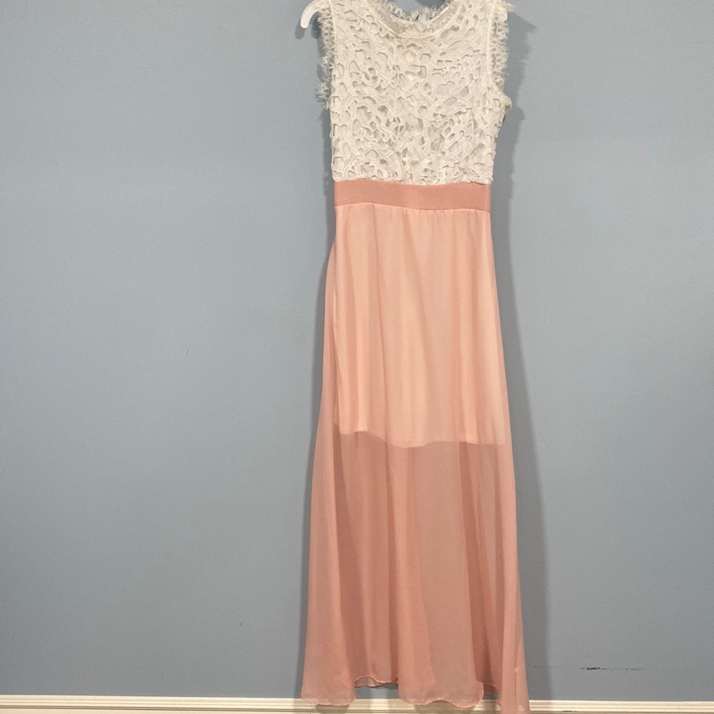 Bridesmaid dress pink with white lace NWOT